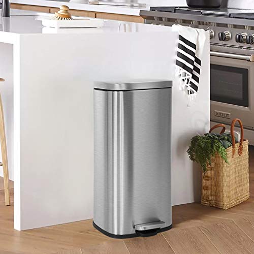 FDW Trash Can 60L Stainless Steel Step Trash Can with Inner Buckets X806667