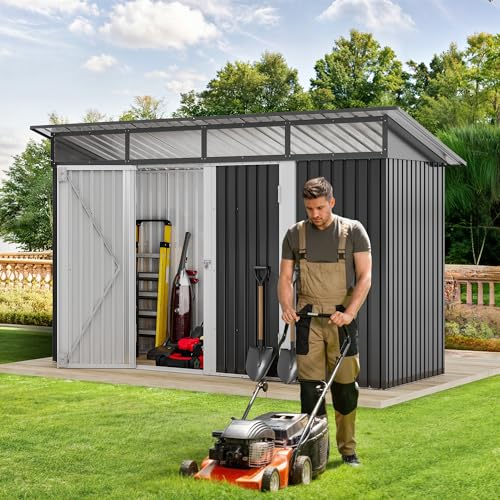 DWVO 6x4ft Metal Storage Shed for Outdoors, Dark Gray T6985