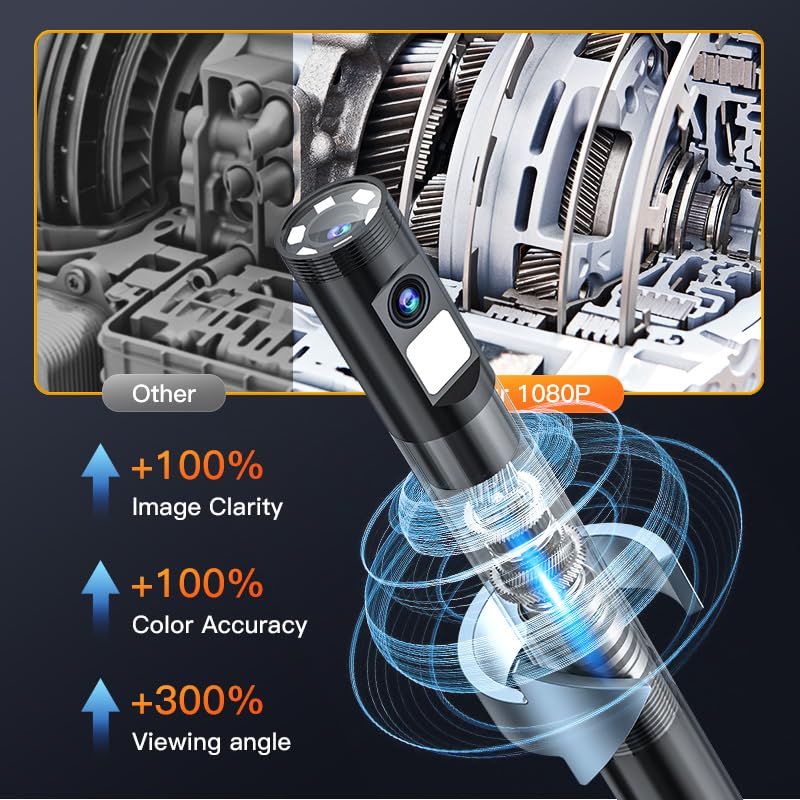 Borescope Inspection Camera with Light, 4.3 inch IPS Screen, IP67 Waterproof F27071