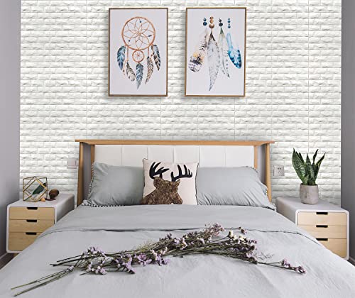 3D Wall Panels Peel and Stick White Foam Brick Wallpaper for Bedroom L3214