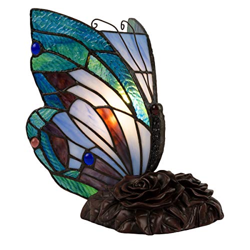 Tiffany Style Butterfly Stained Glass Table Lamp with LED Bulb by Lavish G178383