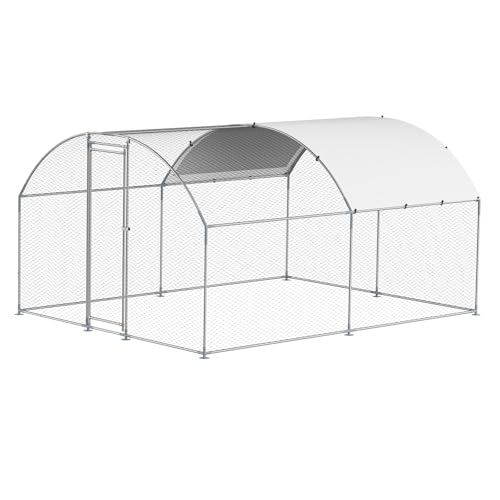 VEVOR Large Metal Chicken Coop with Run, Walk-in Outdoor Poultry Pen W388