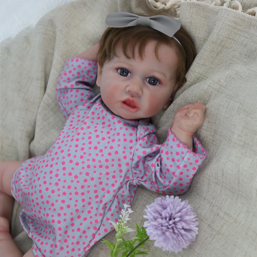 Lifelike Reborn Baby Doll 20 Inch Newborn Girl with Realistic Veins, Handmade Vinyl, Weighted Cloth Body I99243