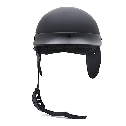 HTT Motorcycle DOT Certified Matte Black Half Face Helmet A542624