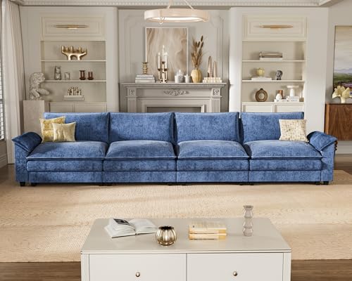 Homall 119" Modular Sectional Sofa with Reversible Ottoman, Light Grey V97154