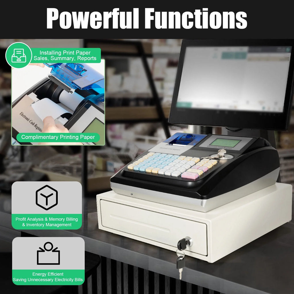 Electronic POS System Cash Register 48 Keys for Retail R449647