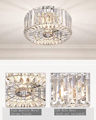 Crystal Ceiling Light Modern 2-Light Chrome Flush Mount SF004-2-CH G10718