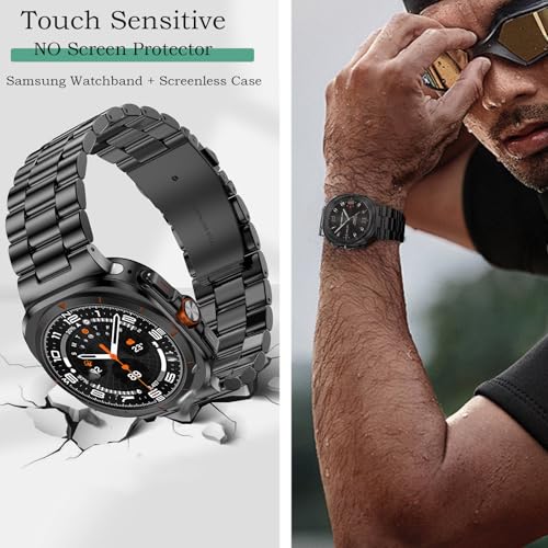 Solid Stainless Steel Band Compatible Samsung Galaxy Watch Ultra 47mm with PC Case V87443