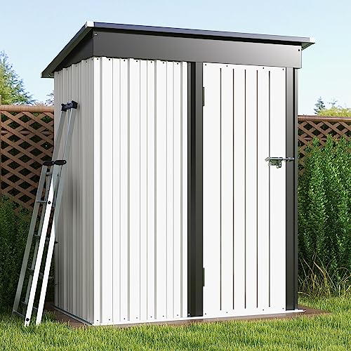 Patiowell 5x3 FT Outdoor Storage Shed with Sloping Roof and Lockable Door, Brown L4971