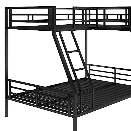SOFTSEA Heavy Duty Metal Triple Bunk Bed with Desk, Twin Over Full, Black U92410