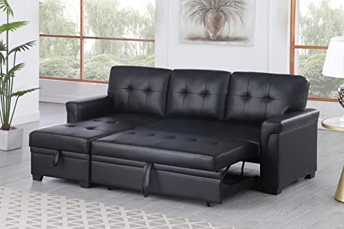 L-Shaped Pull Out Sleep Sofabed with Storage Chaise, Chenille Upholstered X30892