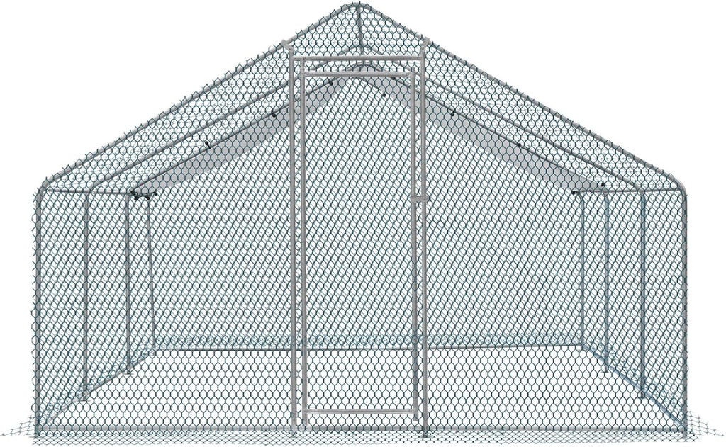 20 x 10 ft Metal Chicken Coop with Waterproof Cover Y4432