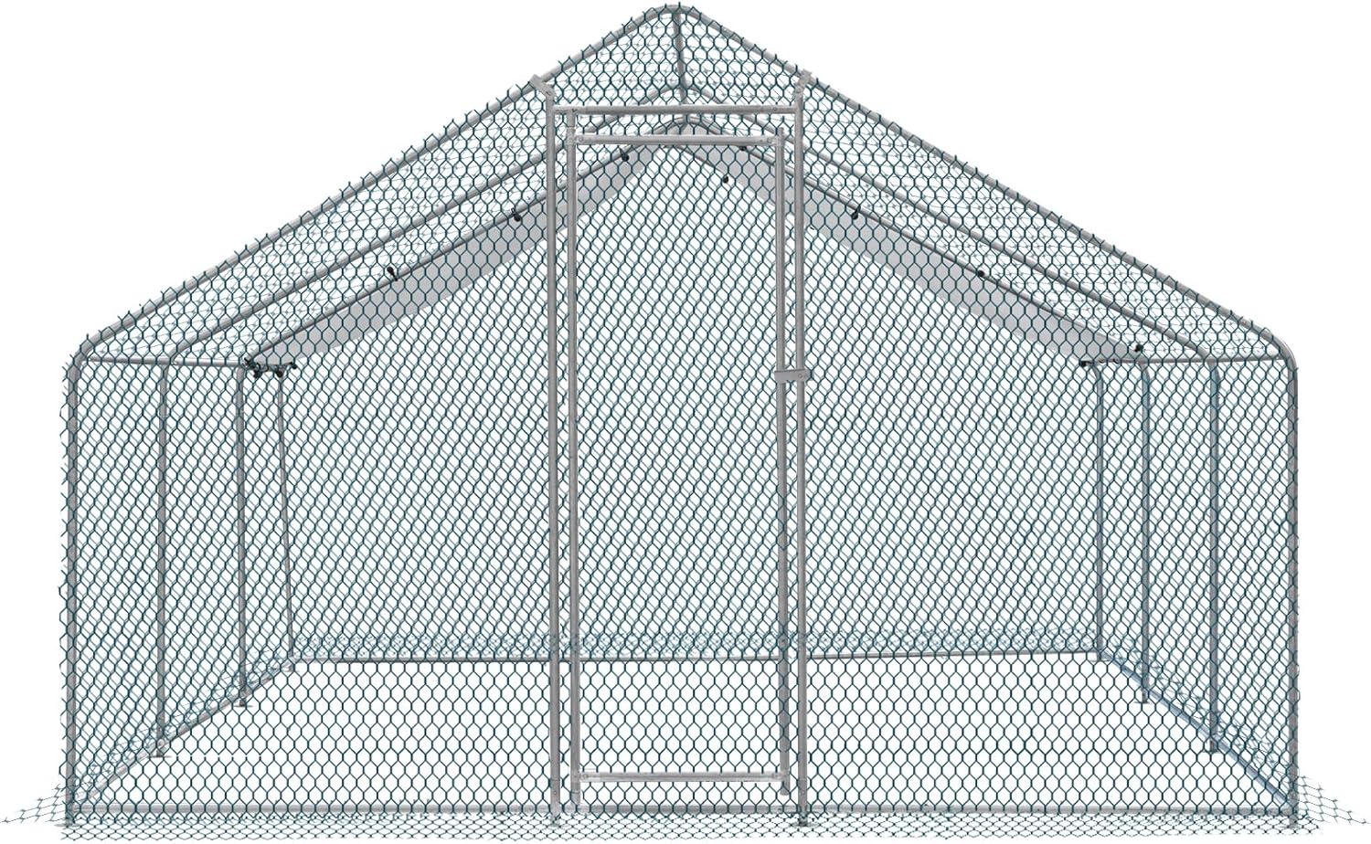 20 x 10 ft Metal Chicken Coop with Waterproof Cover Y4432