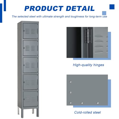 Bonusall Metal Locker 3-Tier Steel Storage Cabinet, 3 Doors Grey H746