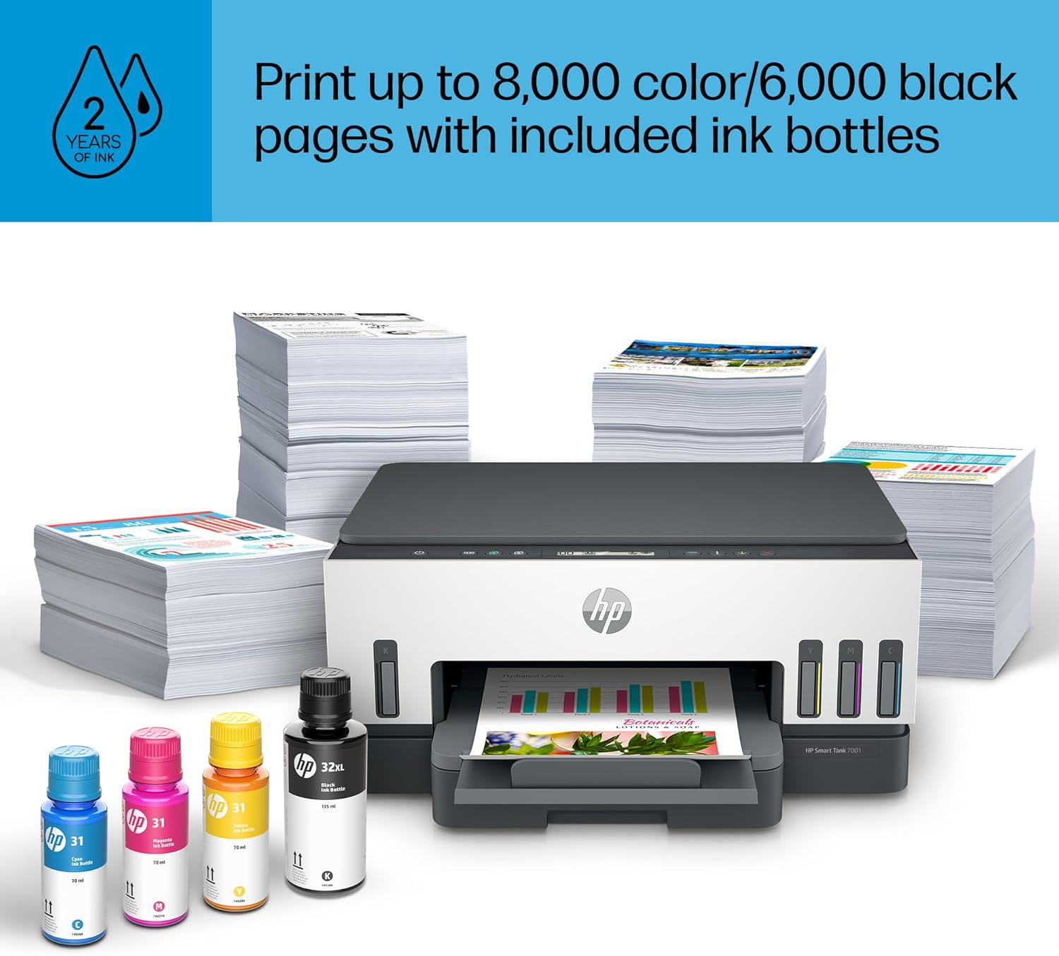 HP Smart Tank 7001 Wireless All-in-One Ink Tank Printer with Mobile Print, Scan, Copy A2098