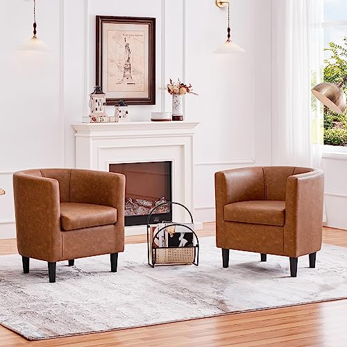 Yaheetech Velvet Accent Chair, Modern Upholstered Barrel Chair, Olive Green J55628