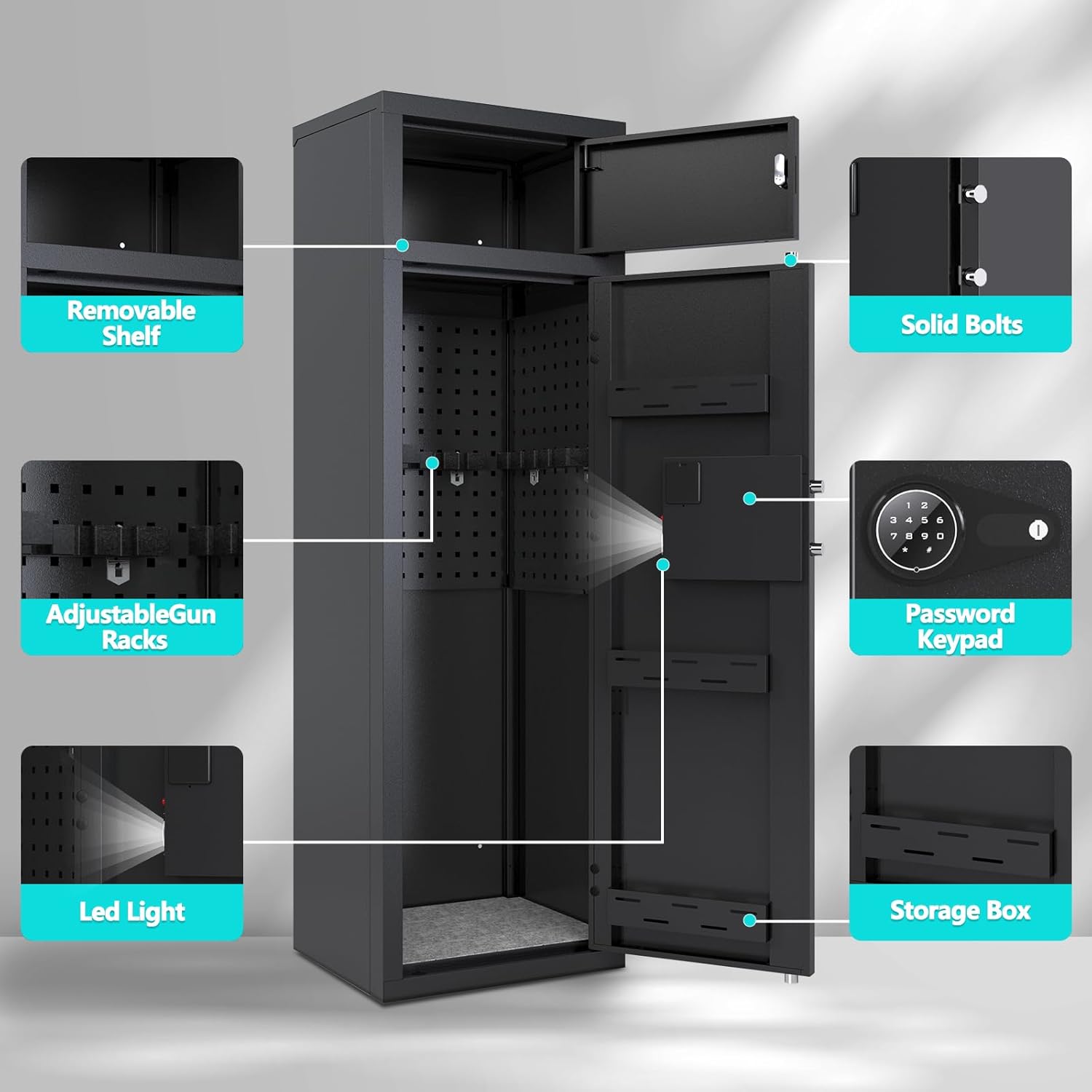 KAER 10-12 Gun Safe with Keypad for Rifles and Pistols T892