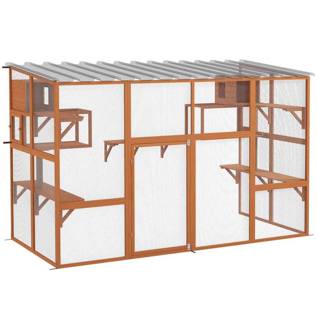 PawHut Catio Playground Cat Window Box Outside Enclosure w/ Scratching Post