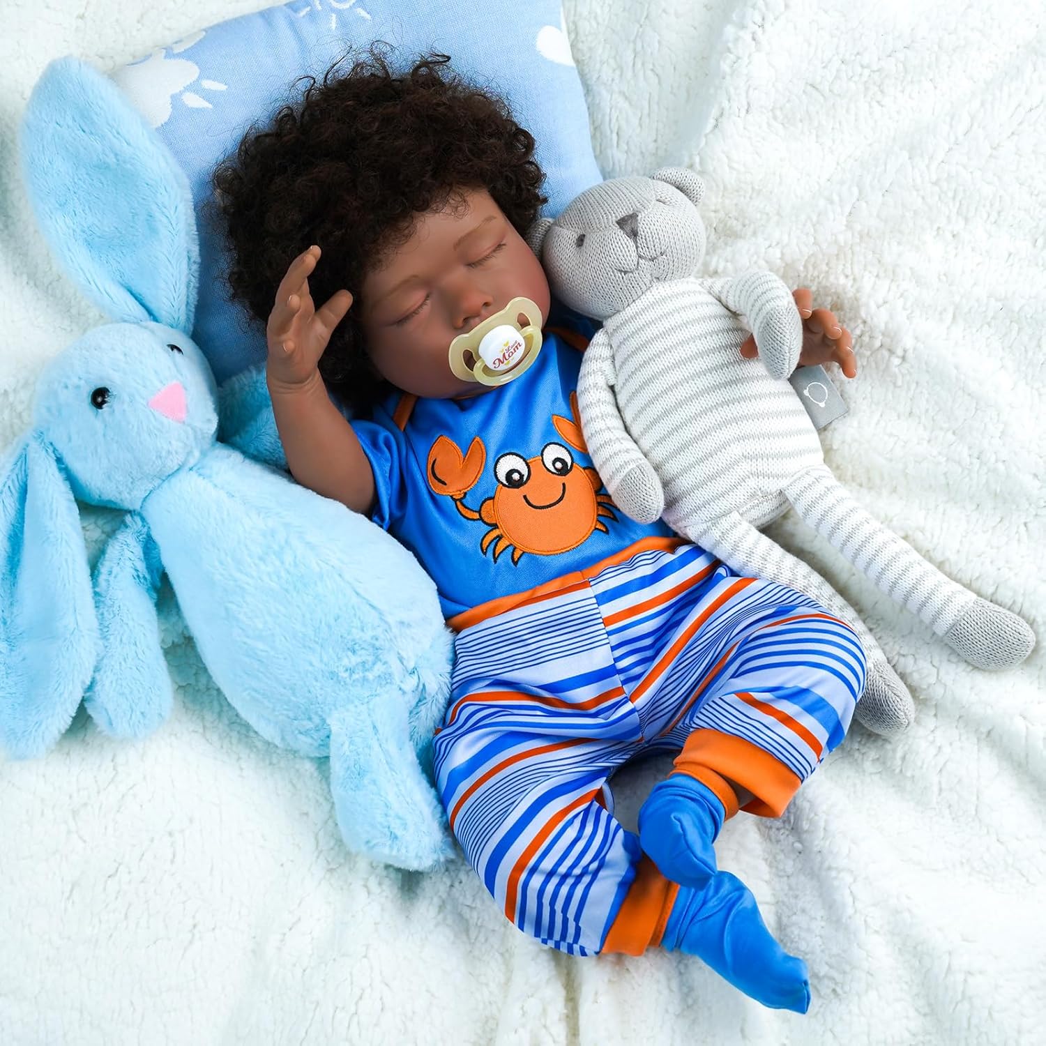 BABESIDE Lifelike Reborn Black Girl- 18-Inch Realistic Newborn Real Life Baby Dolls with Clothes and Toy Gift for Kids Age 3+