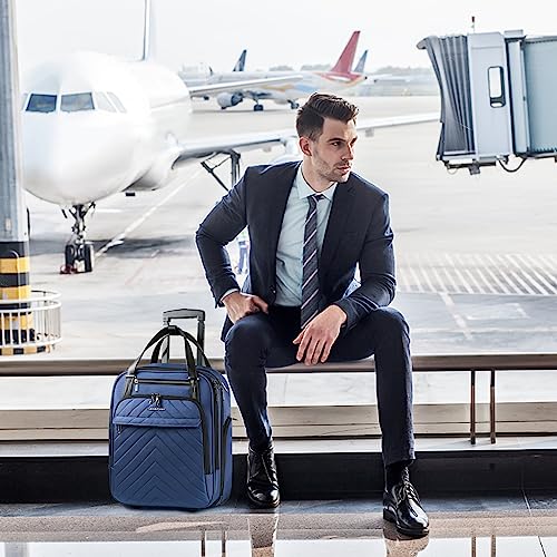 VANKEAN 16-inch Carry On Underseat Lightweight Suitcase with Wheels, Black P500673