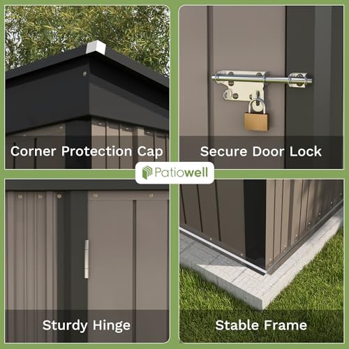 Patiowell 5x3 FT Outdoor Storage Shed with Sloping Roof and Lockable Door, Brown L4971
