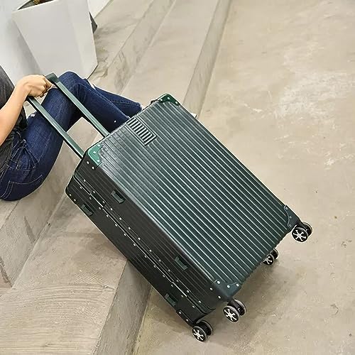 Aluminum Frame Hardside Luggage with Spinner Wheels and TSA Lock, 26 Inch, Rose Gold+White H216631