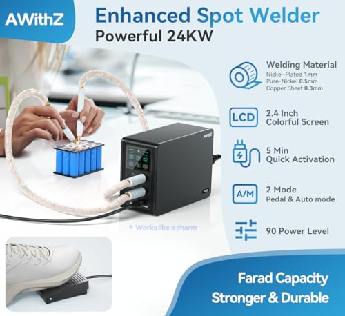 14.6 KW Capacitor Battery Spot Welder 2-in-1 Automatic & Foot Pedal for 18650/LiFePO4 Battery Pack Building G399304