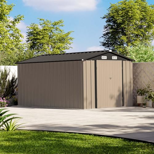 Patiowell 5x3 FT Outdoor Storage Shed with Sloping Roof and Lockable Door, Brown L4971