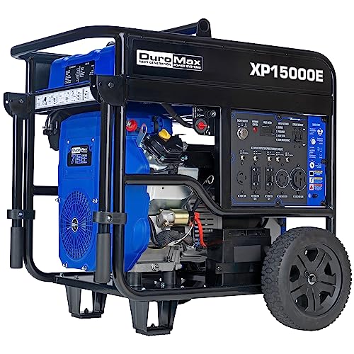 DuroMax XP15000E Gas Powered Portable Generator-15000 Watt Electric Start-Home Back Up & RV Ready, 50 State Approved, Blue/Black