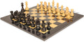 German Knight Staunton Chess Set Ebonized & Boxwood Pieces with Black & Ash Burl Chess Board - 3.75" King