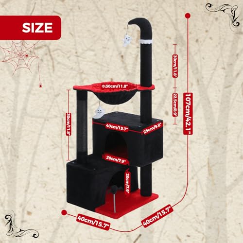 45-Inch Cat Tree with 2 Condos, Scratching Posts and Hammock F616