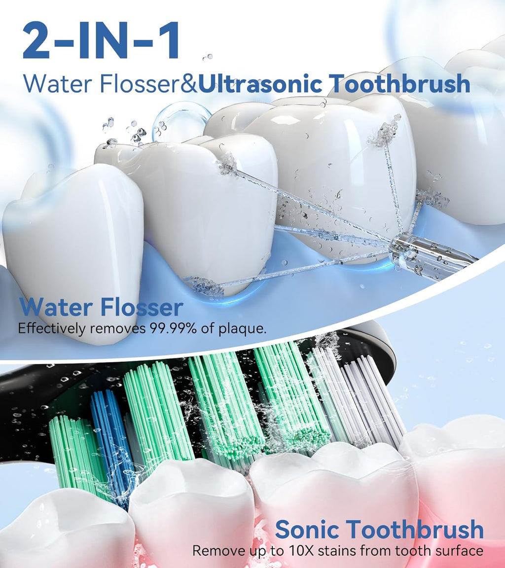 Water Flosser & Ultrasonic Electric Toothbrush Combo with 7 Jet Tips F18086
