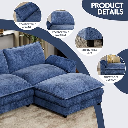 Homall 119" Modular Sectional Sofa with Reversible Ottoman, Light Grey V97154