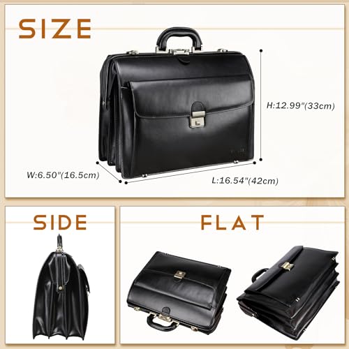 Banuce Leather Briefcase for Men with Lock Attache Case 15.6 Inch Laptop Bag G422