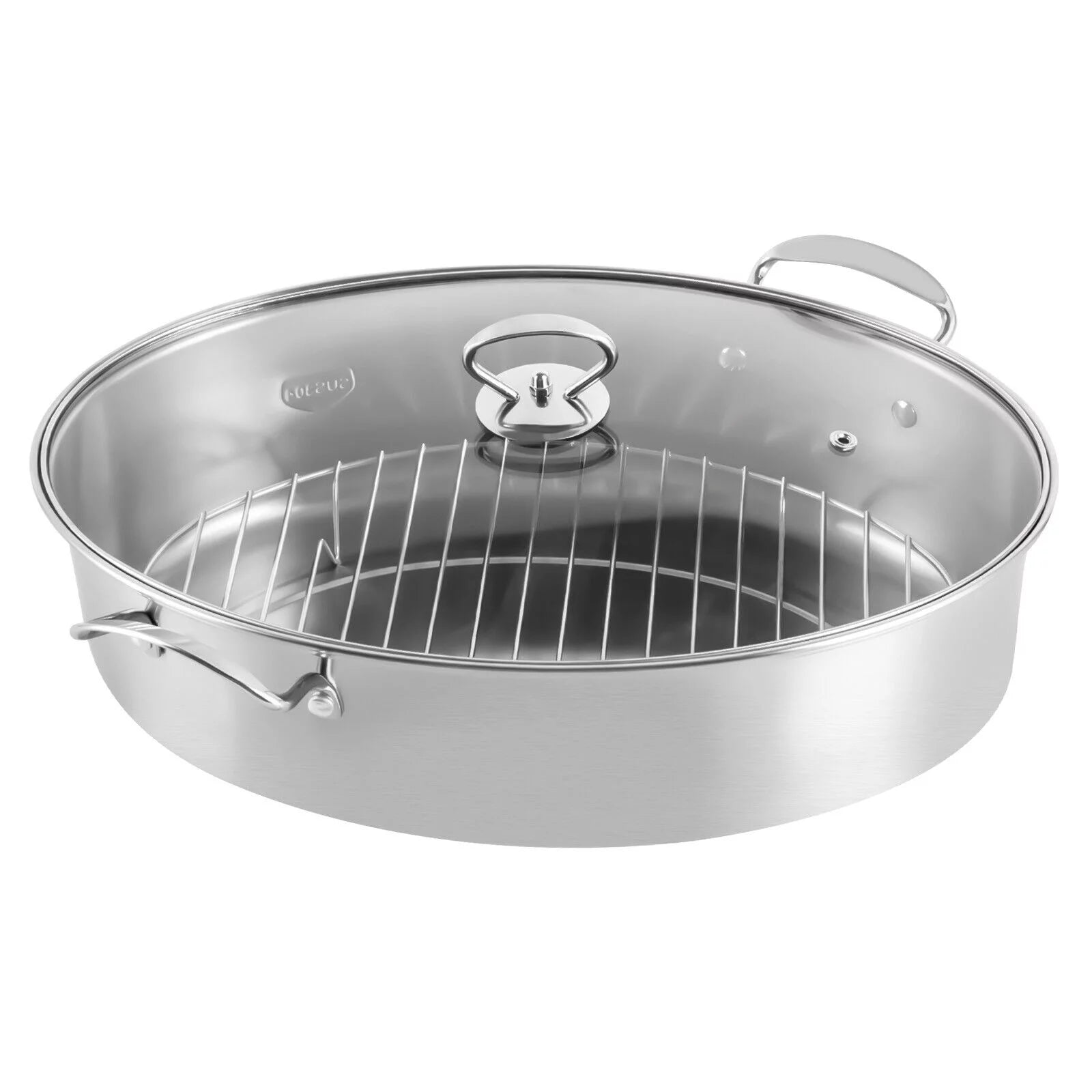 ZhdnBhnos Stainless Steel Fish Steamer with Glass Lid L7059