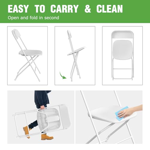 10 Pack White Plastic Folding Chair with Steel Frame A149586
