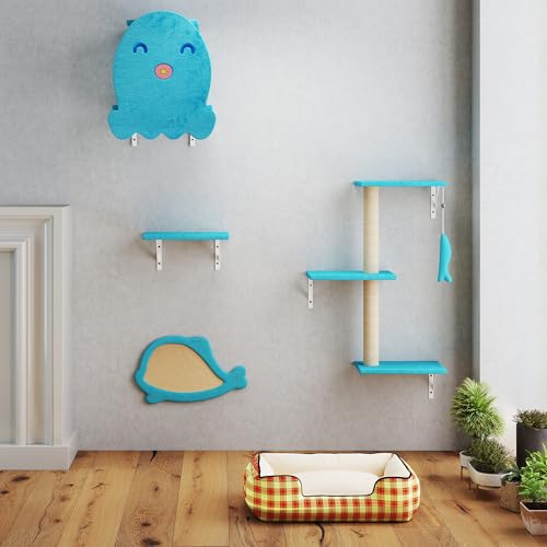 COZIWOW Wall Mounted Cat Shelves and Perches, Set of 5 (Grey) Y44261