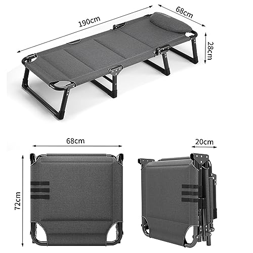 UPGENT Portable Folding Camping Cot with Pillow, Heavy Duty Adjustable Backrest V18895