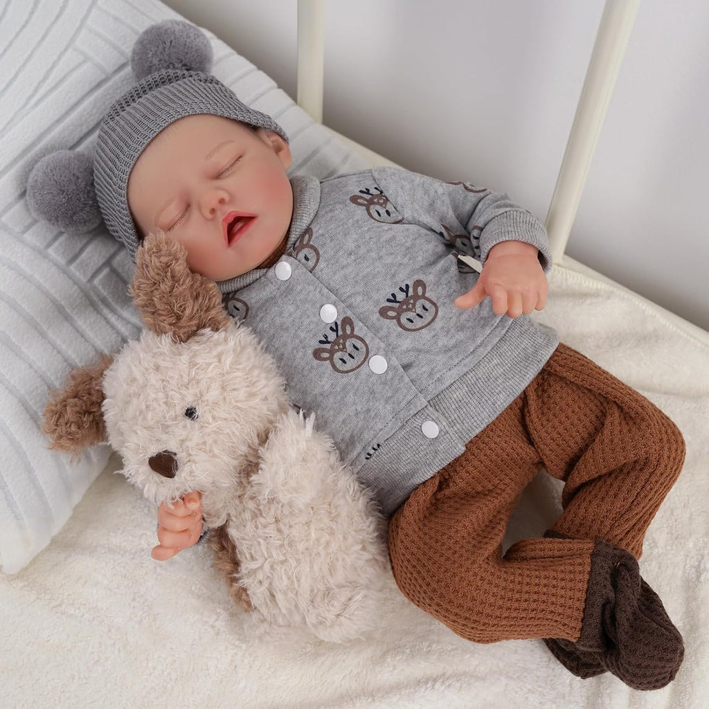 BABESIDE Reborn Baby Dolls 17-Inch Soft Body Realistic Boy with Toy Accessories Gift Set Q212855