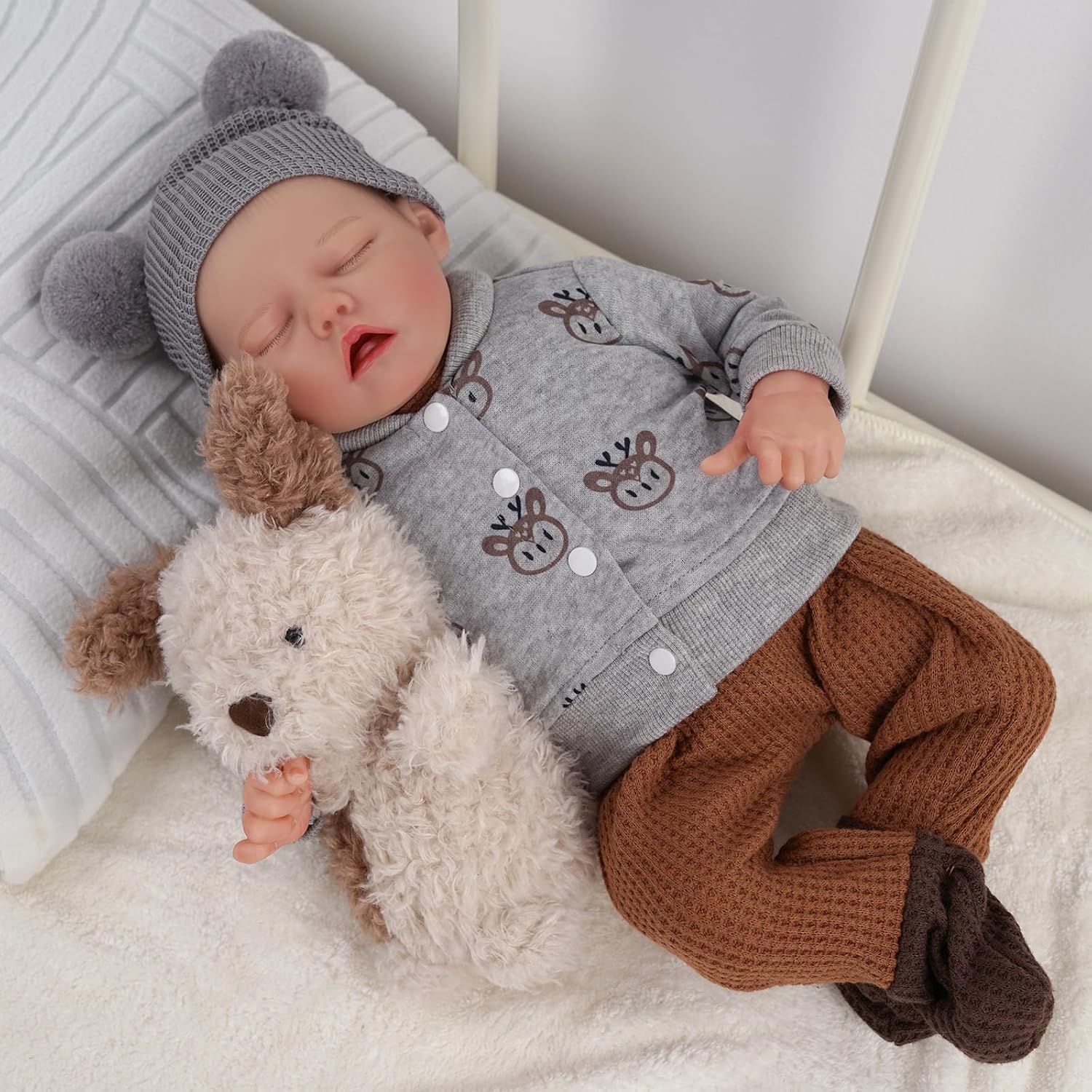 BABESIDE Reborn Baby Dolls 17-Inch Soft Body Realistic Boy with Toy Accessories Gift Set Q212855