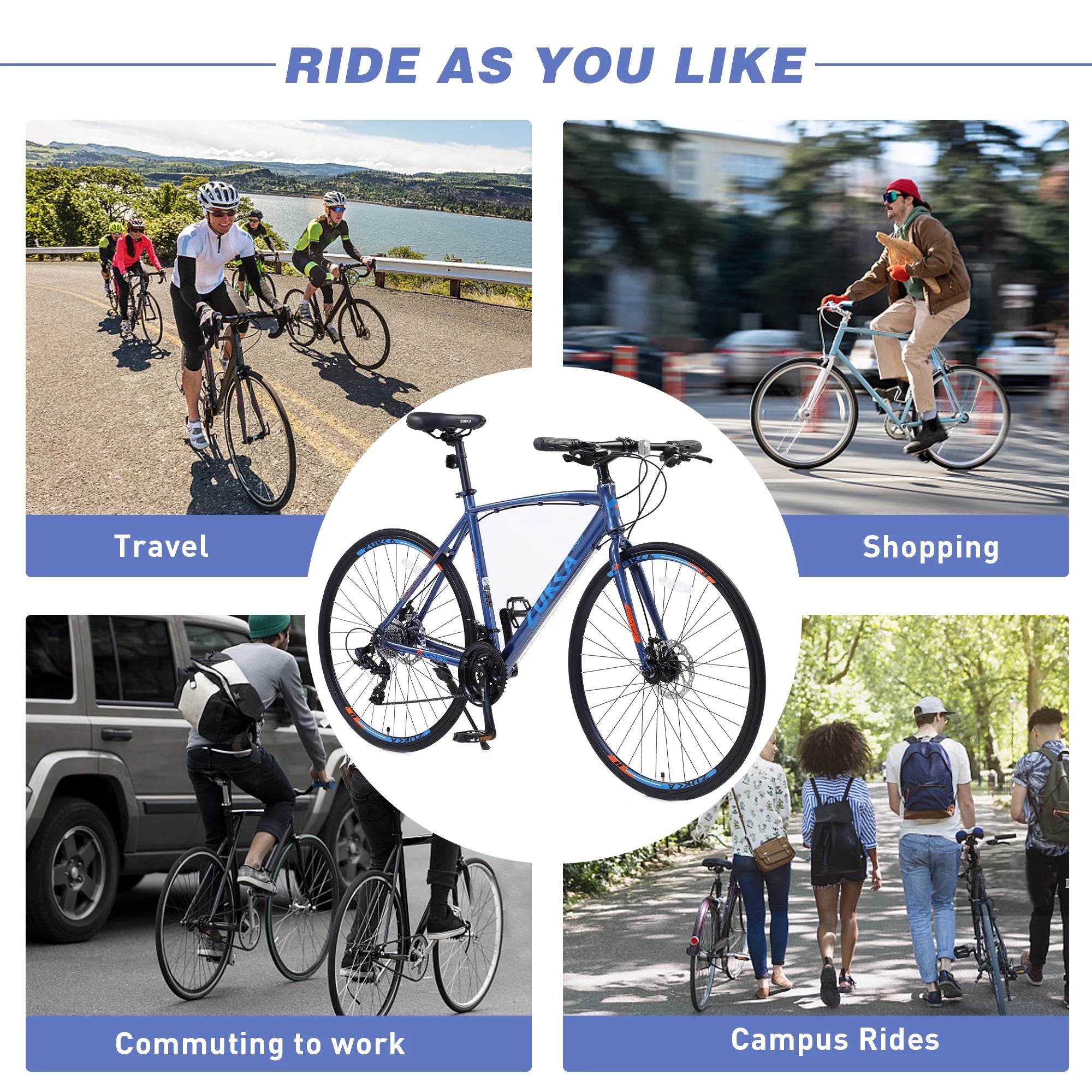 24in Hybrid Road Bike 24 Speed Disc Brakes Lightweight Commuter Bike B213415