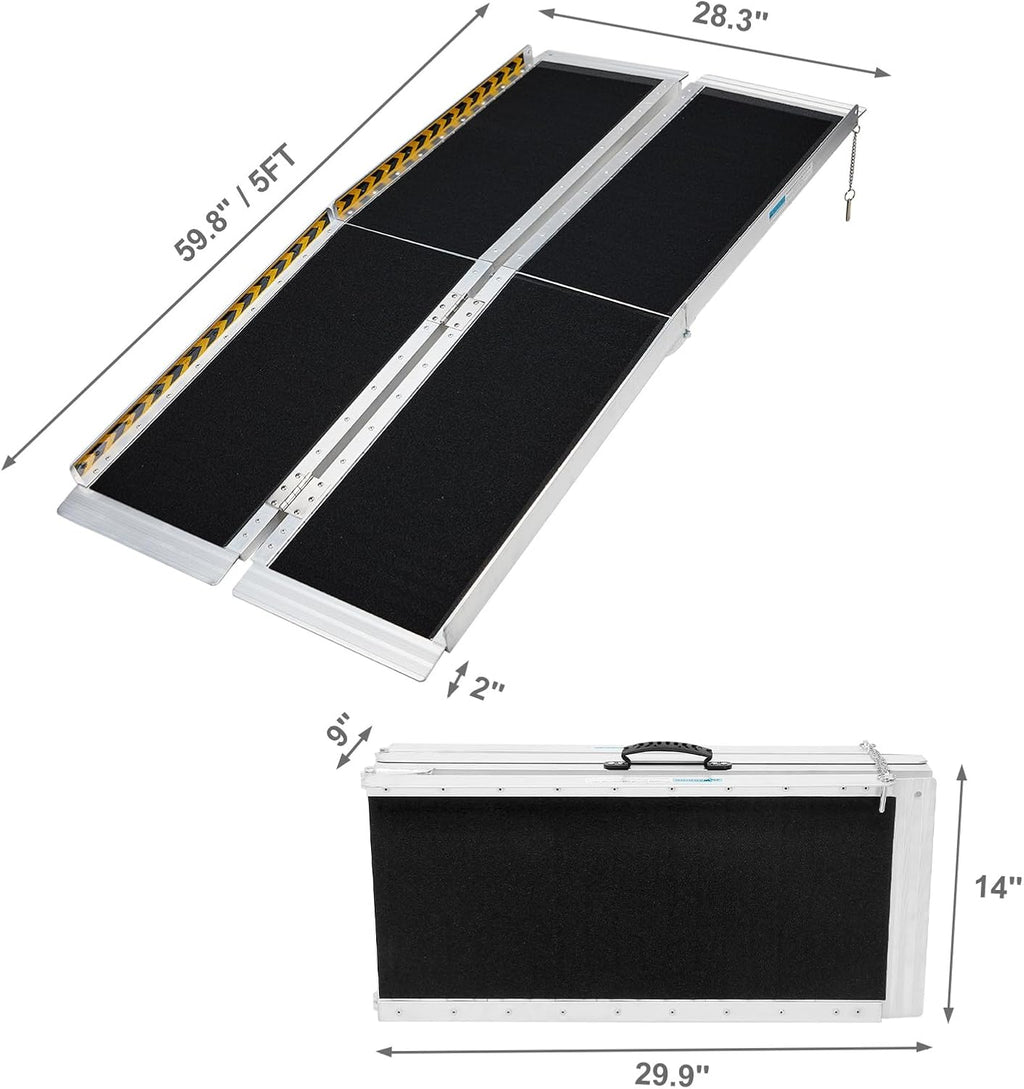 AutoForever 5FT Non-Slip Aluminum Folding Wheelchair Ramp O73549
