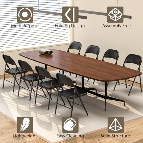 Folding Chairs with Padded Cushion and Back, 4 Pack, Black Q60523