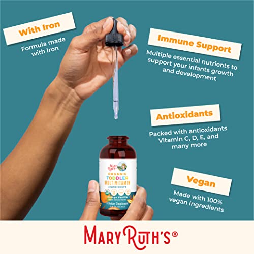 MaryRuth Organics Multivitamin & Multimineral with Iron for Toddlers, Liquid Drops, Ages 1-3, 2 Fl Oz O55990