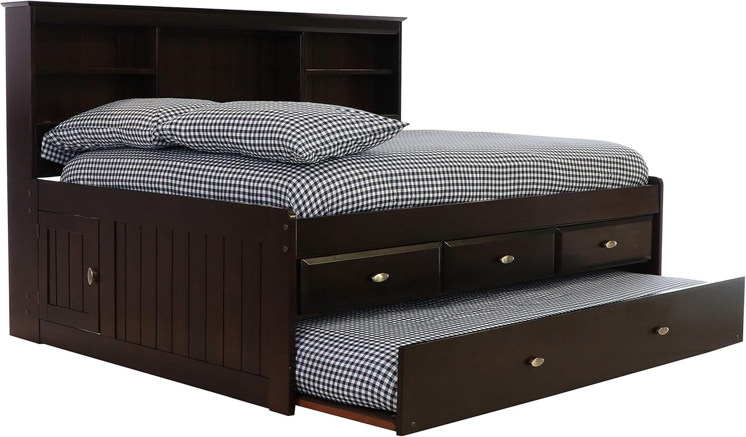 Discovery World Furniture Full Bookcase Daybed with 3 Drawers & Trundle Espresso J3821
