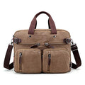 Canvas Laptop Bag for Men Vintage Convertible Messenger Bag Fits 15.6 Inch Laptop