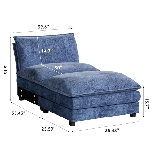 Homall 119" Modular Sectional Sofa with Reversible Ottoman, Light Grey V97154