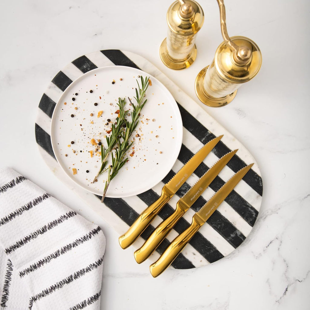 Black and Gold 19-Piece Knife and Cooking Utensil Set with Self Sharpening Block S922