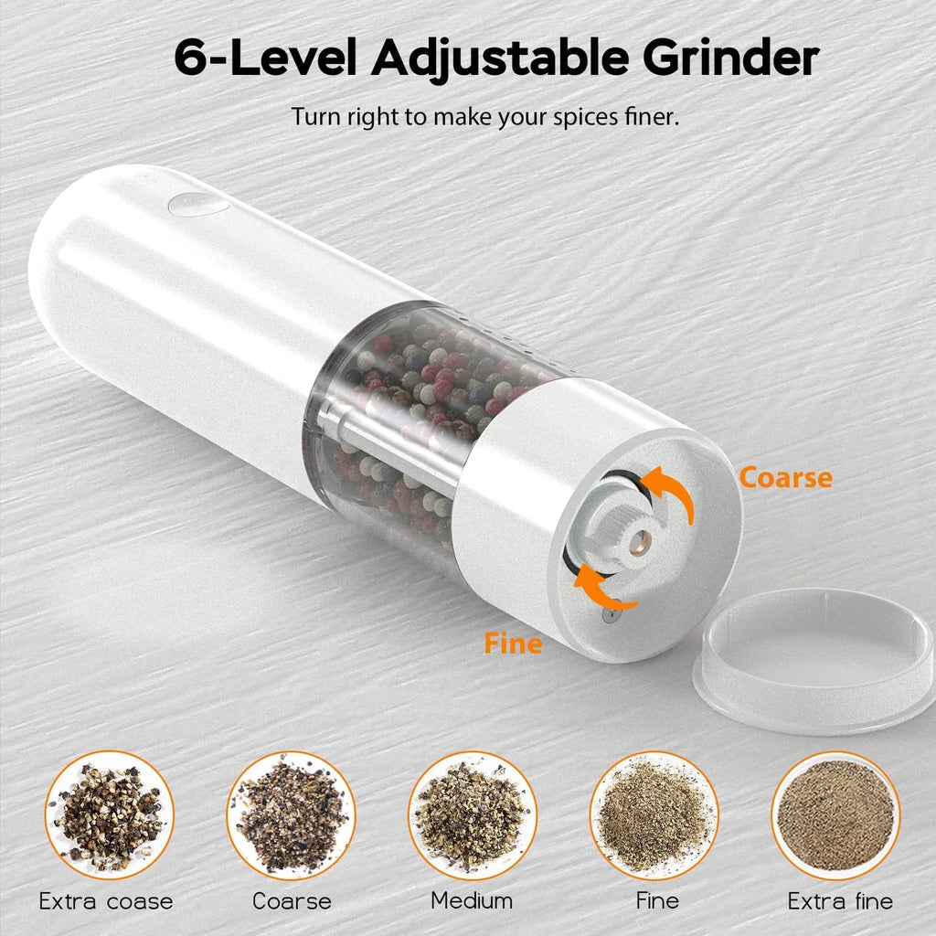 Tomeem Electric Salt and Pepper Grinder Set Rechargeable 6-Level Adjustable Coarseness LED Light Q958783