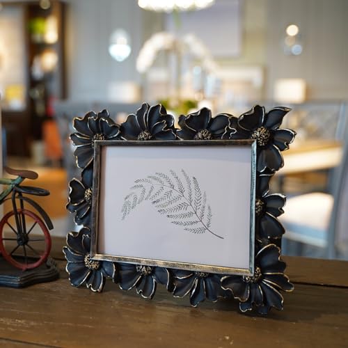Vintage Picture Frame 8x10 Antique Black Ornate for Tabletop and Wall U180